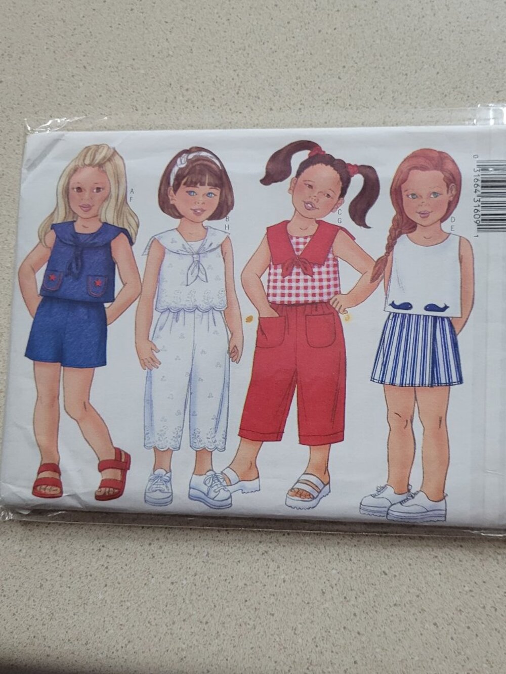 Butterick 6615 Girls Tops and Shorts Sewing Pattern Size 6-7-8